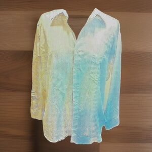 Ketch Mens  16.5 32-33 Long Sleeve Striped Blue Shirt